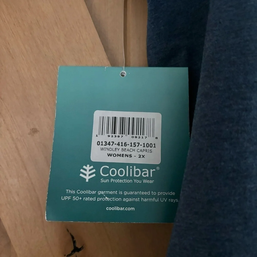 COOLIBAR Windley Beach Capris Denim Blue Heather Size 2X UPF 50+ Sun Protection